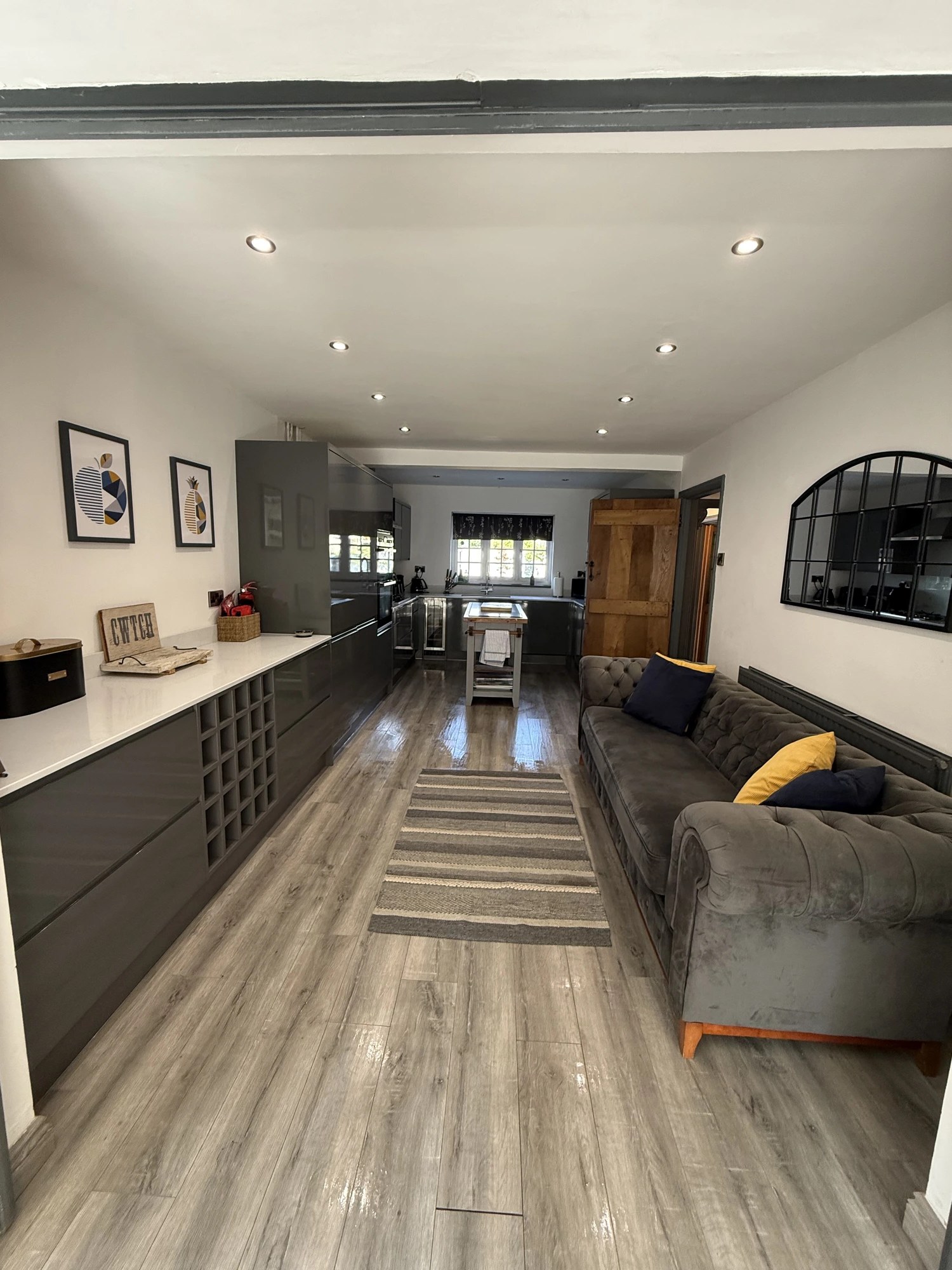 Freshly cleaned open-plan kitchen and living space